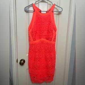 Astr Coral Halter Bodycon Mini Dress